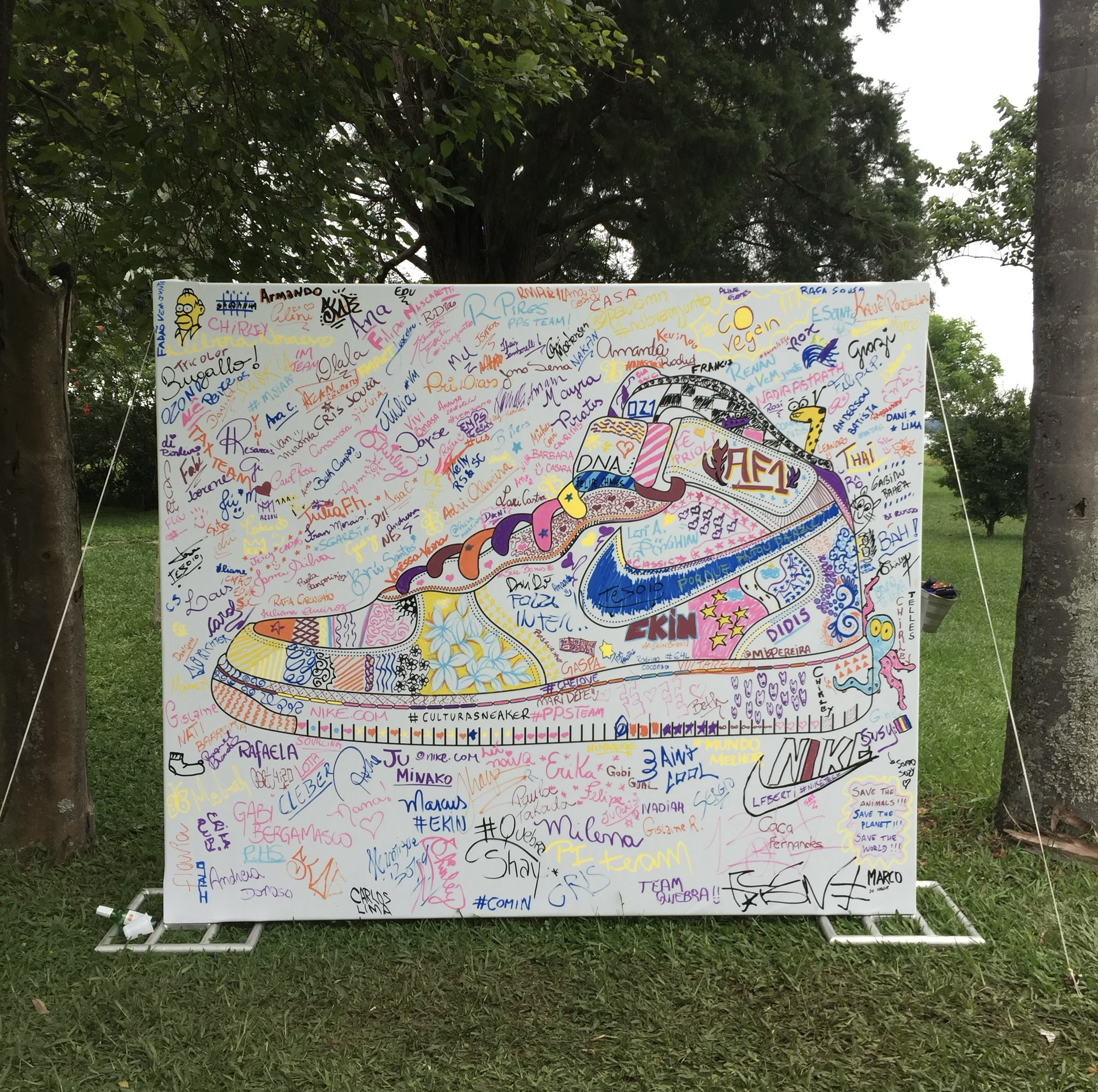 Colorful Nike shoe mural