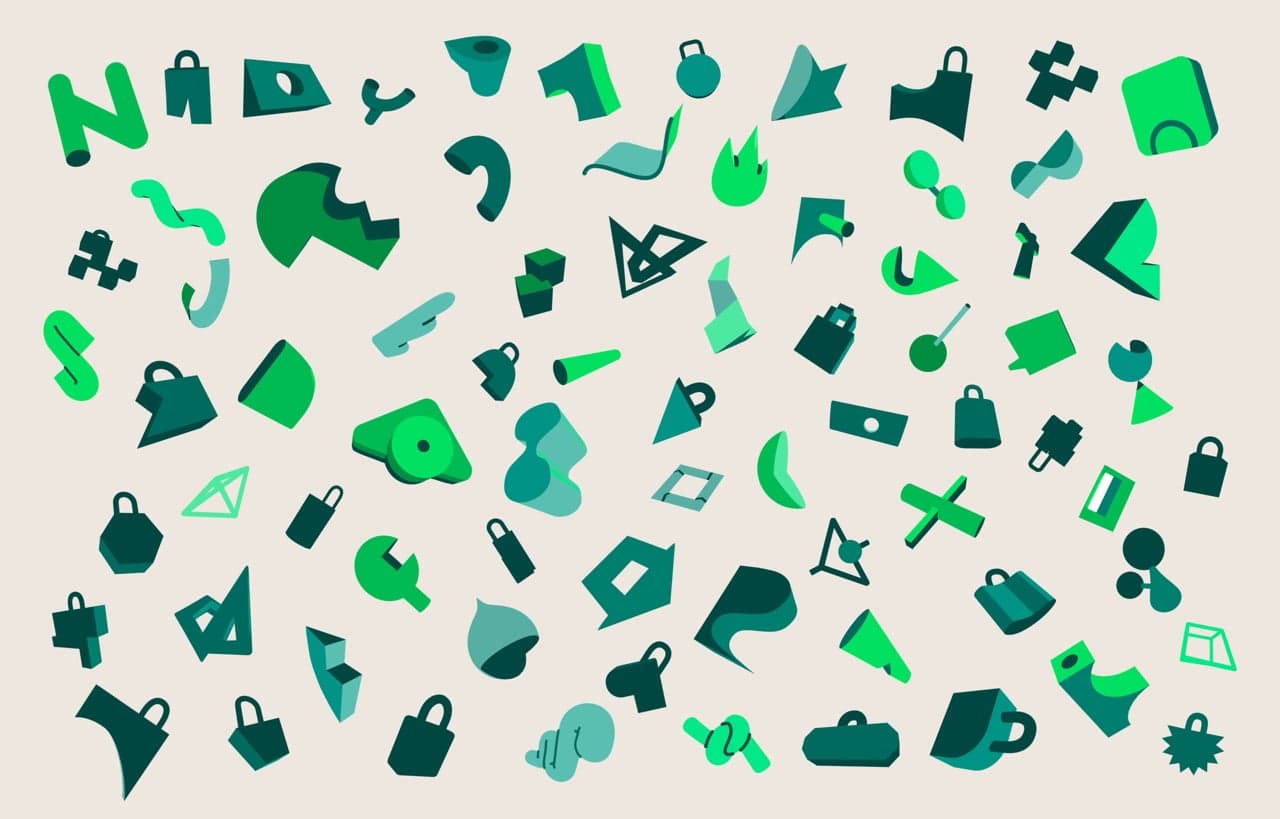 Rows of green three-dimensional encryption symbols and padlocks.